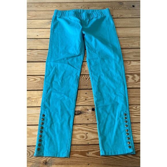 Soft Surroundings Elastic Waist Snap Leg Pants Size Medium Women’s Light Blue - Picture 1 of 9
